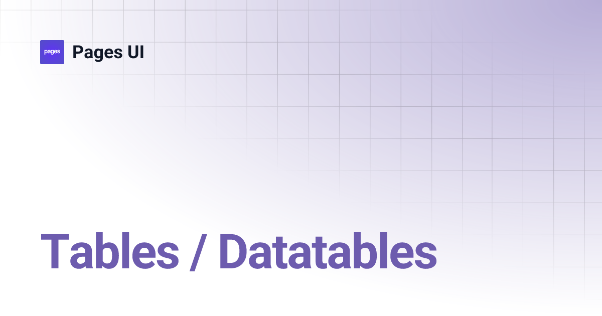 Tables Datatables Pages UI